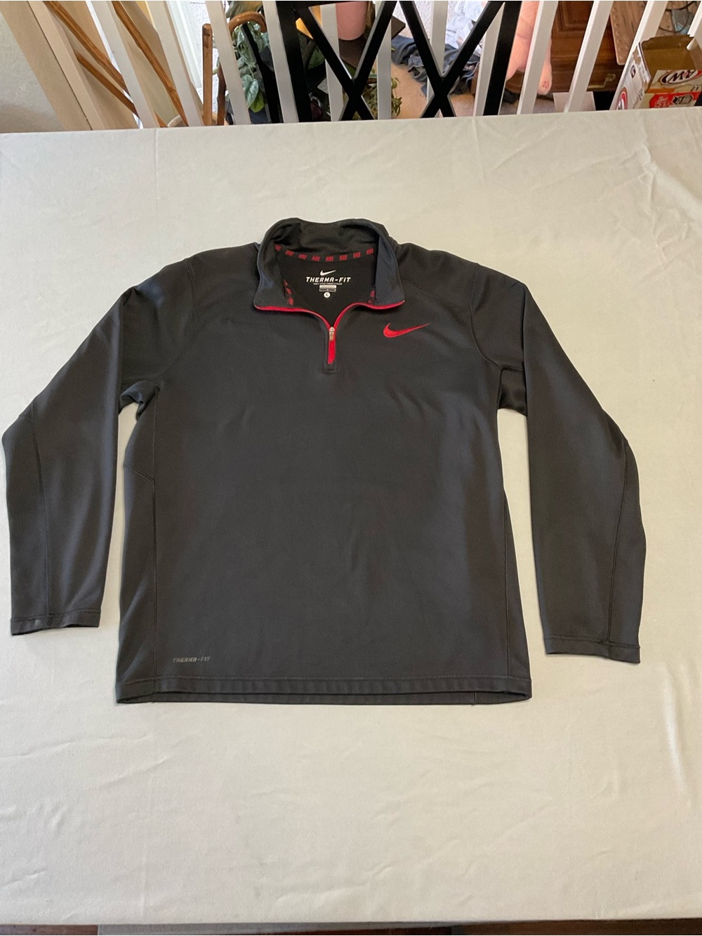 Men’s Nike Black Half-Zip Performance Jacket with Red Trim Size L